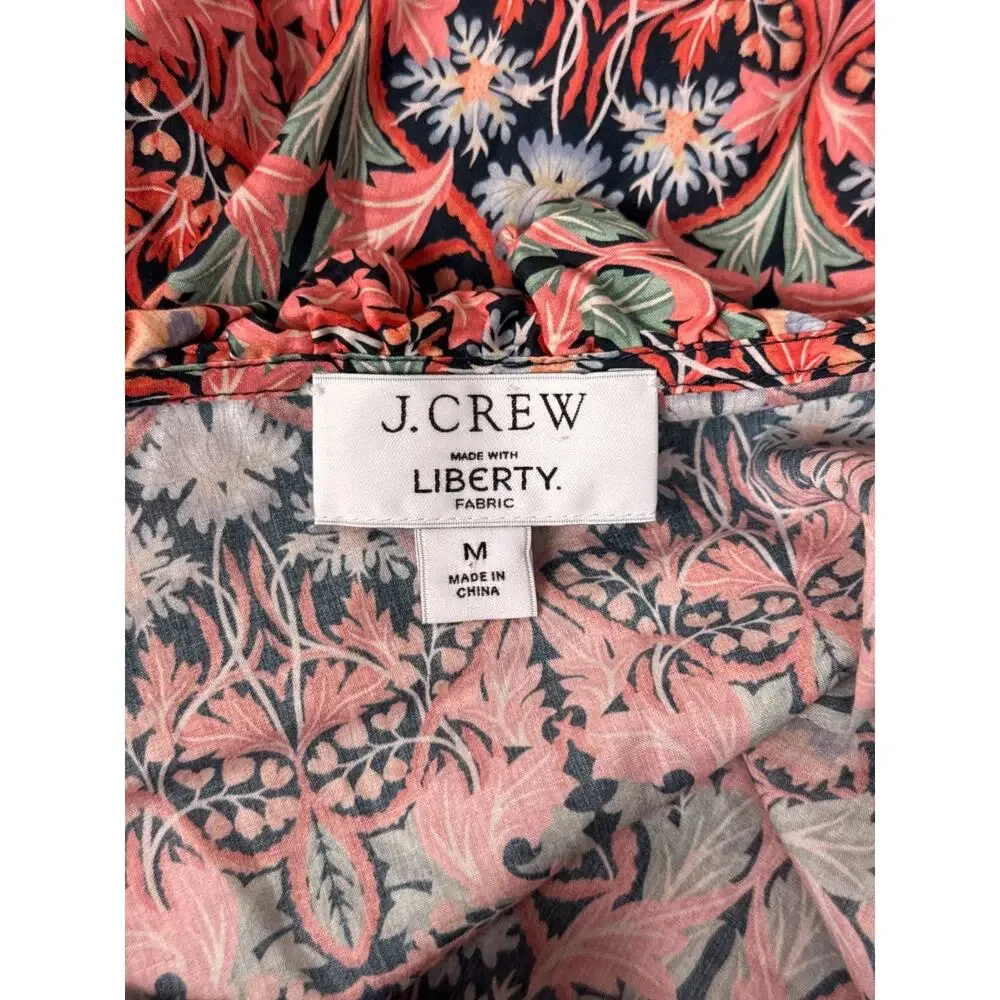 J Crew x Liberty London Blouse Medium Womens Long Sleeve Ruffle Collar Top